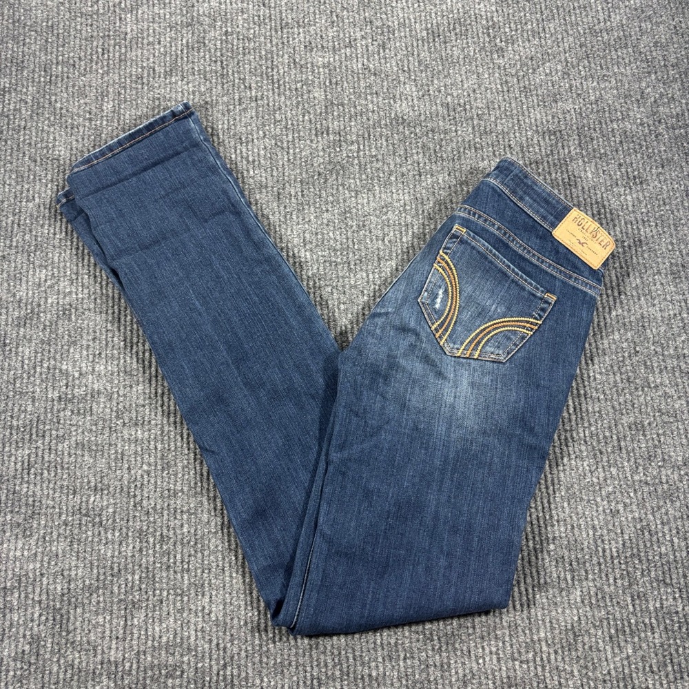 Hollister Skinny Jeans Women 0L Blue Distressed Low Rise Denim 611713181